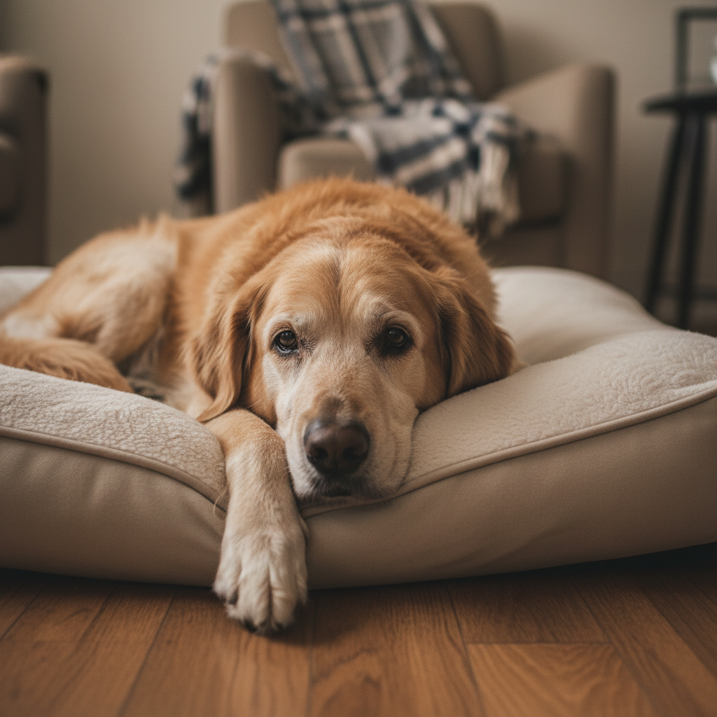 Tired senior dog before VitaPaws